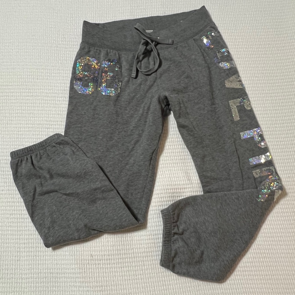PINK Victoria's Secret Gray Sequin Joggers